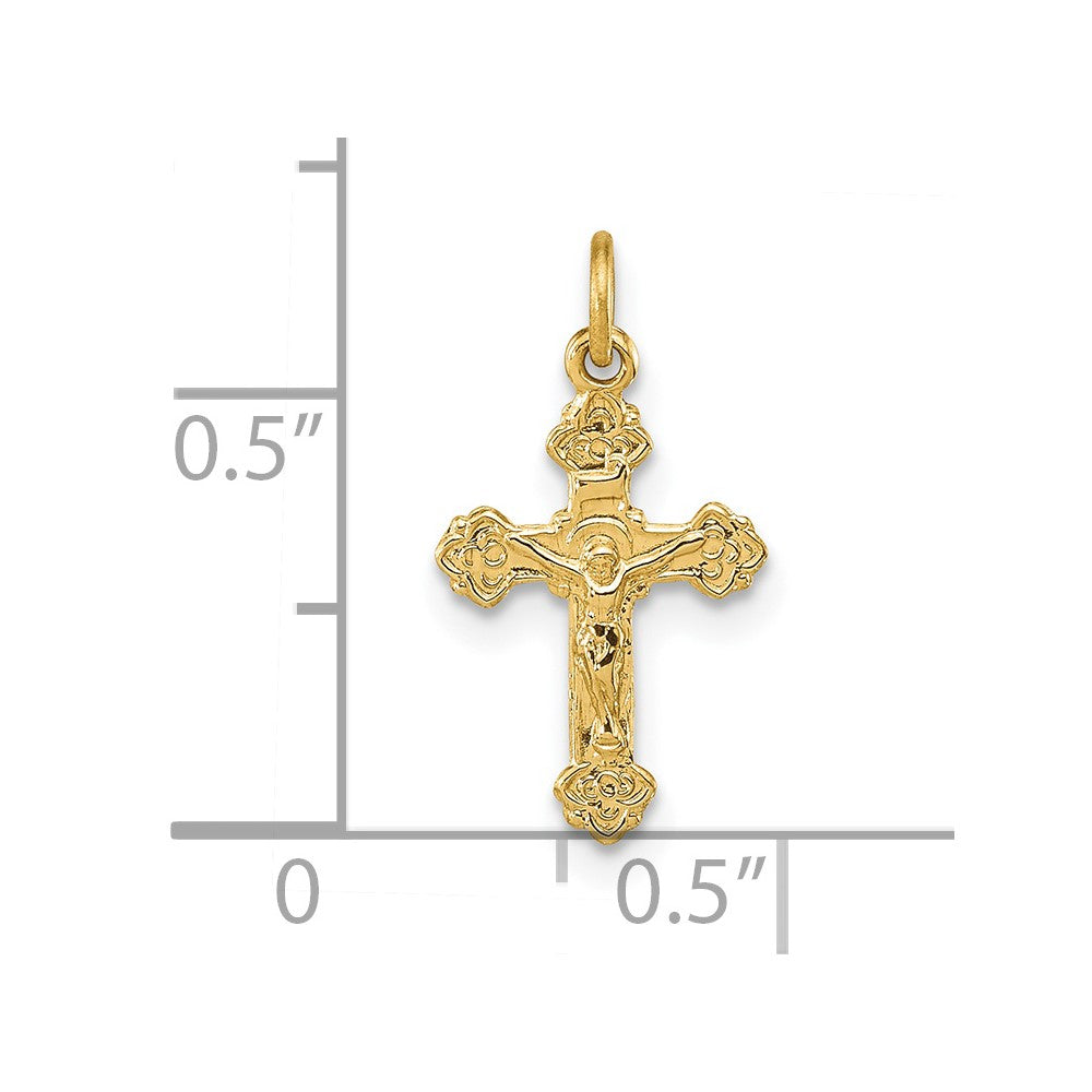 14k INRI Hollow Crucifix Pendant