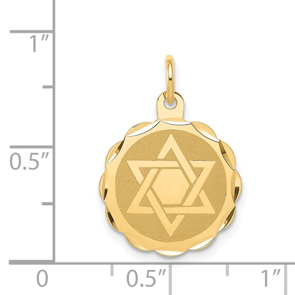 14k Solid Star of David Disc Charm