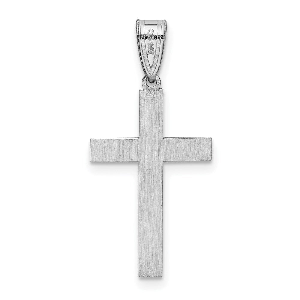 14k White Laser Etched Cross Charm