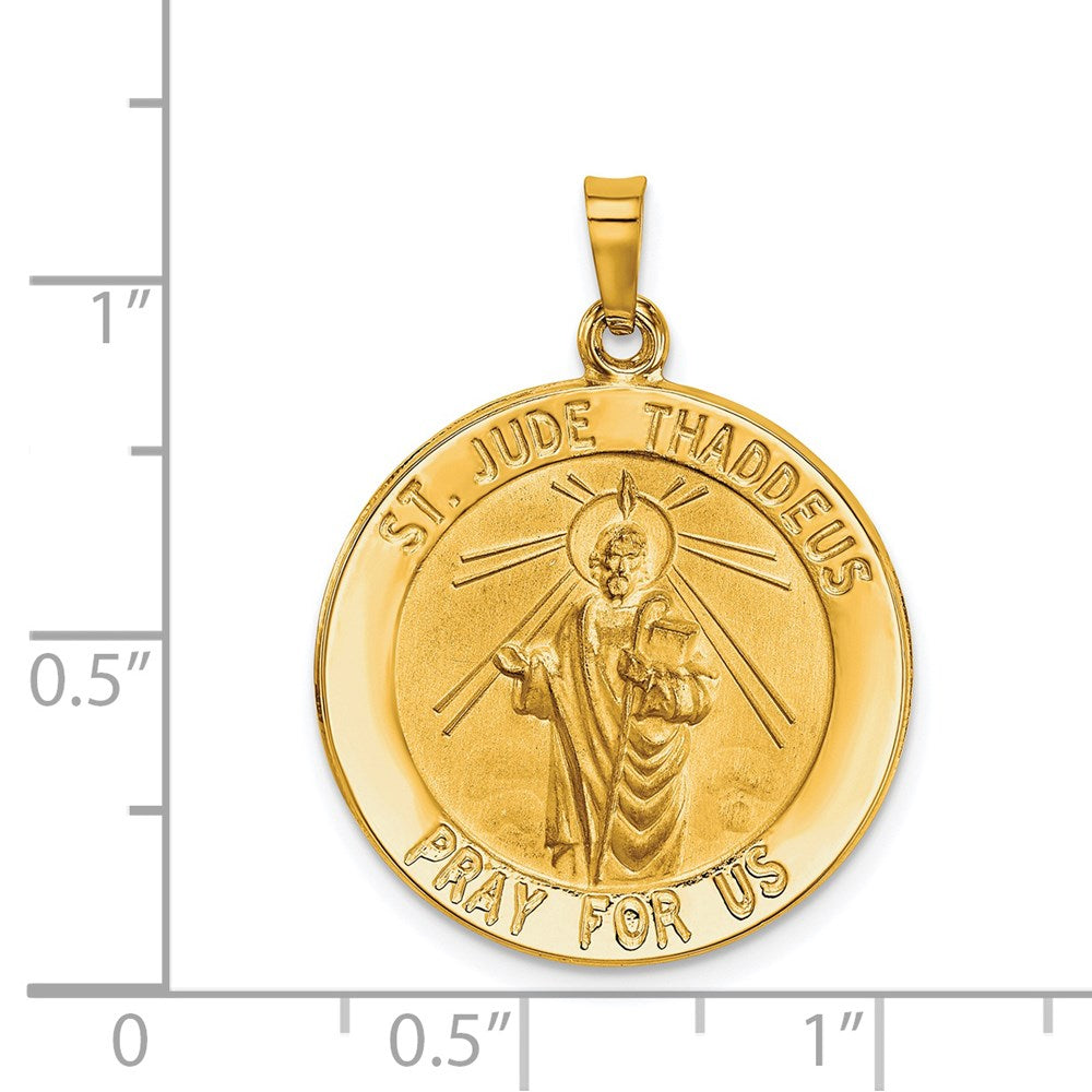 14k Saint Jude Medal Hollow Pendant