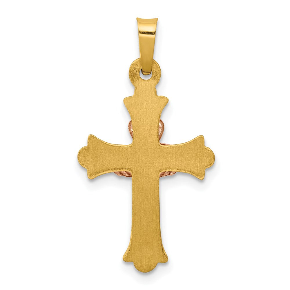 14k Two-tone Claddagh Cross Pendant