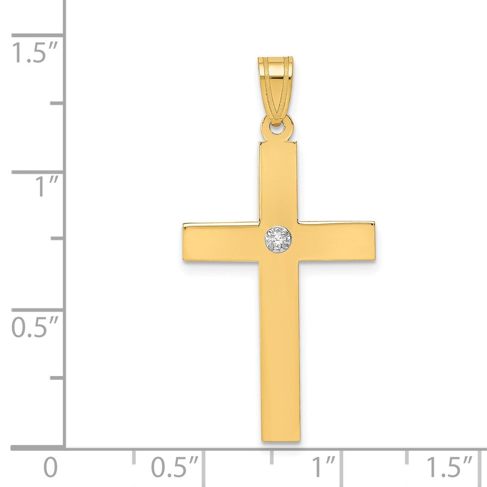 14k Polished .02ct. Diamond Cross Pendant