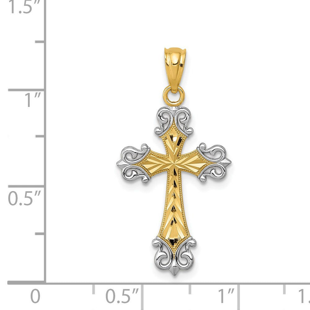 14k and Rhodium D/C Cross Pendant