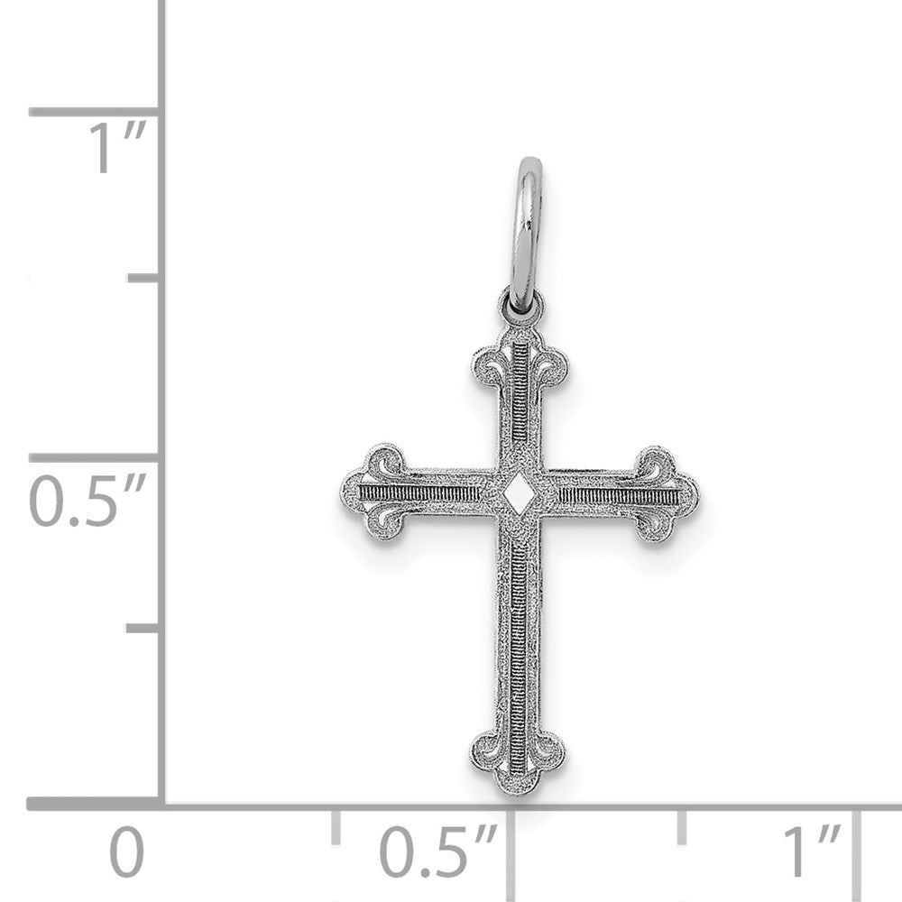 14K White Gold Laser Designed Cross Charm