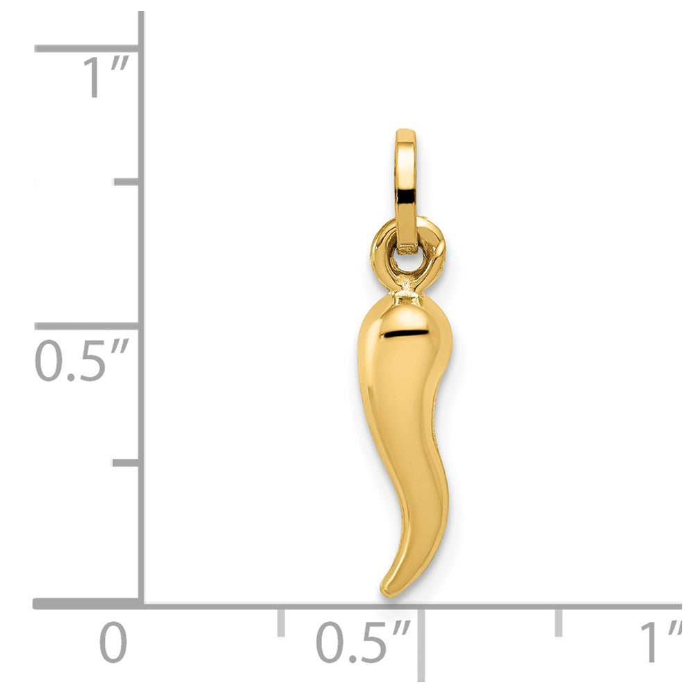 14k Hollow Italian Horn Charm