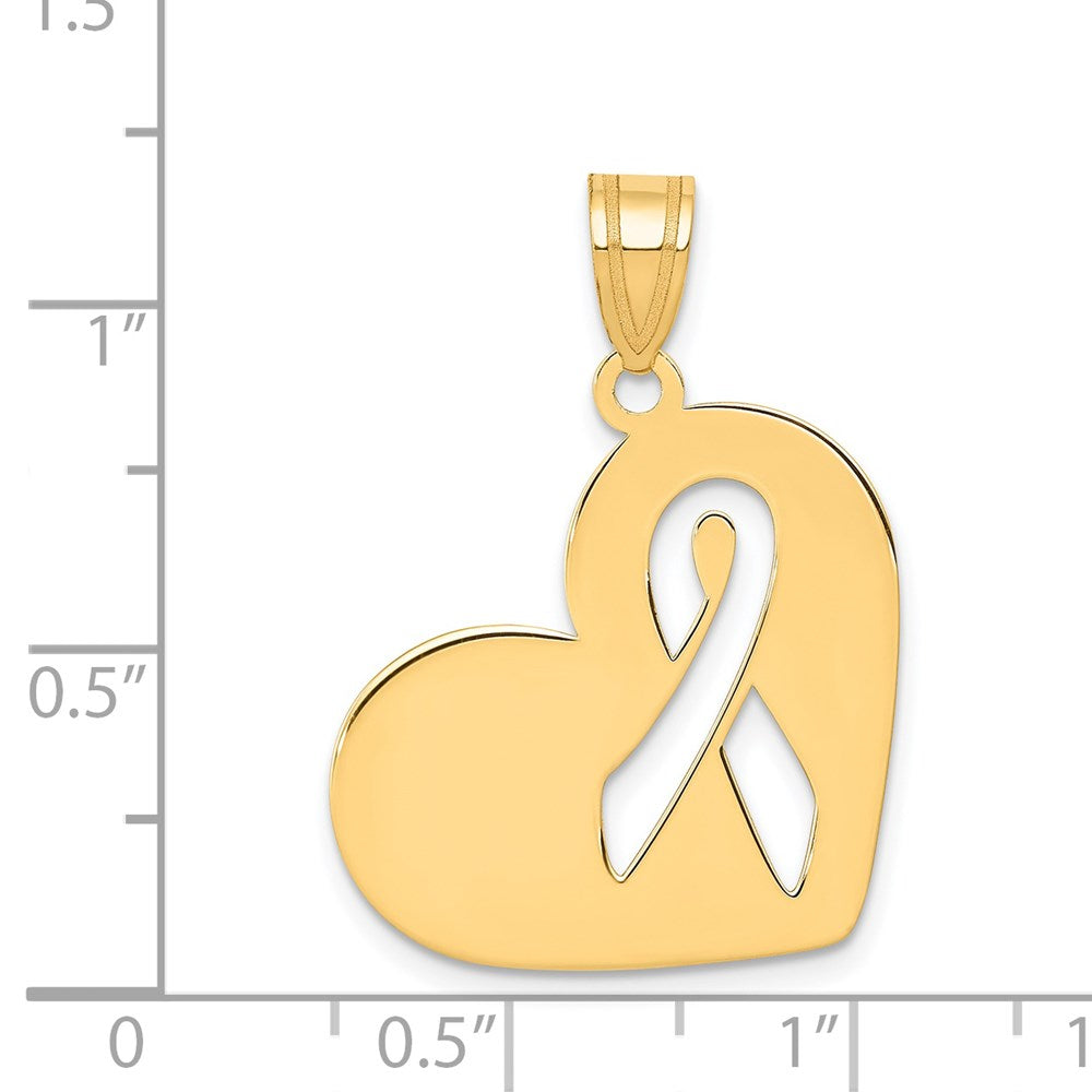 14k Heart W/Cut Out Awareness Ribbon Charm