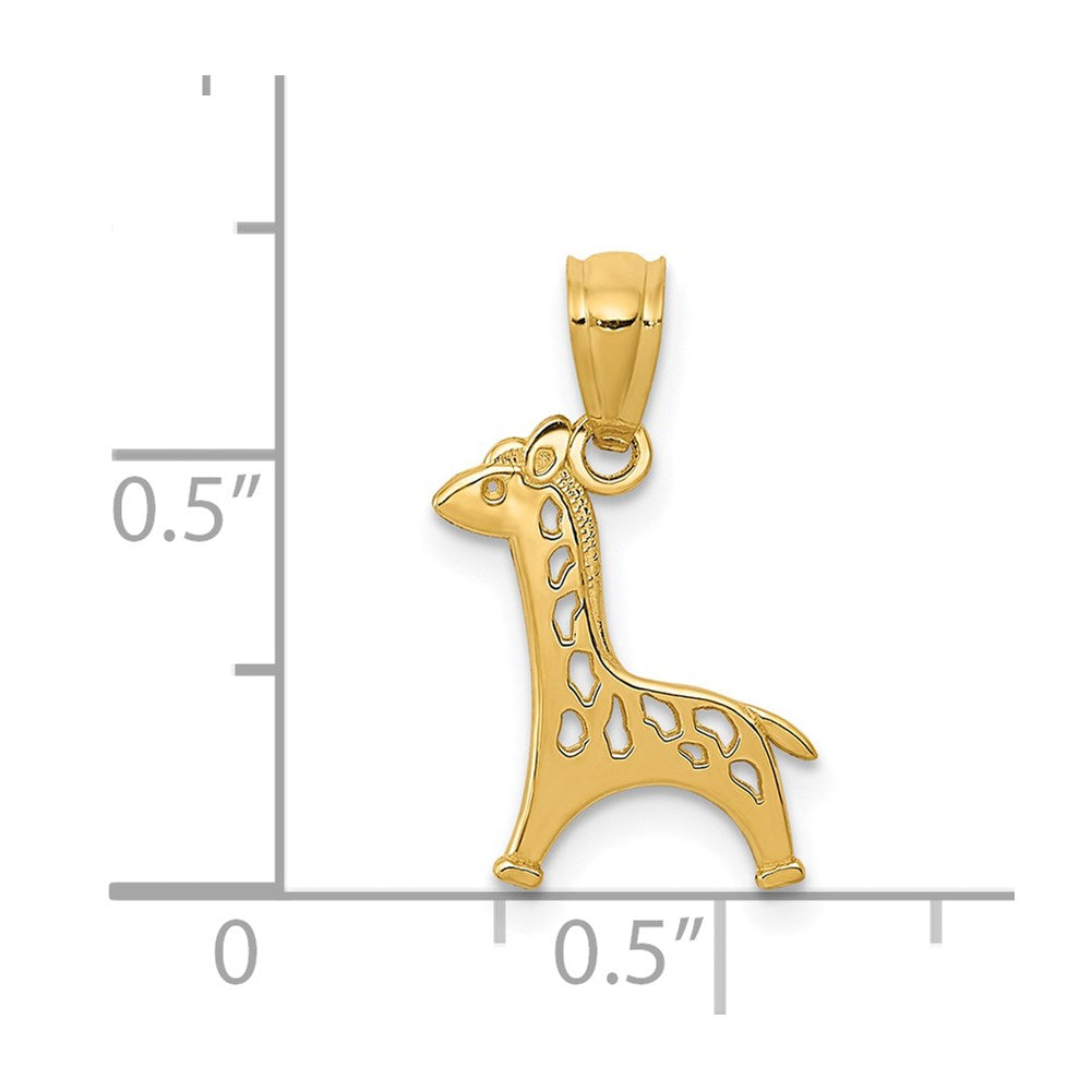 14k Gold Polished Cut-out Giraffe Pendant