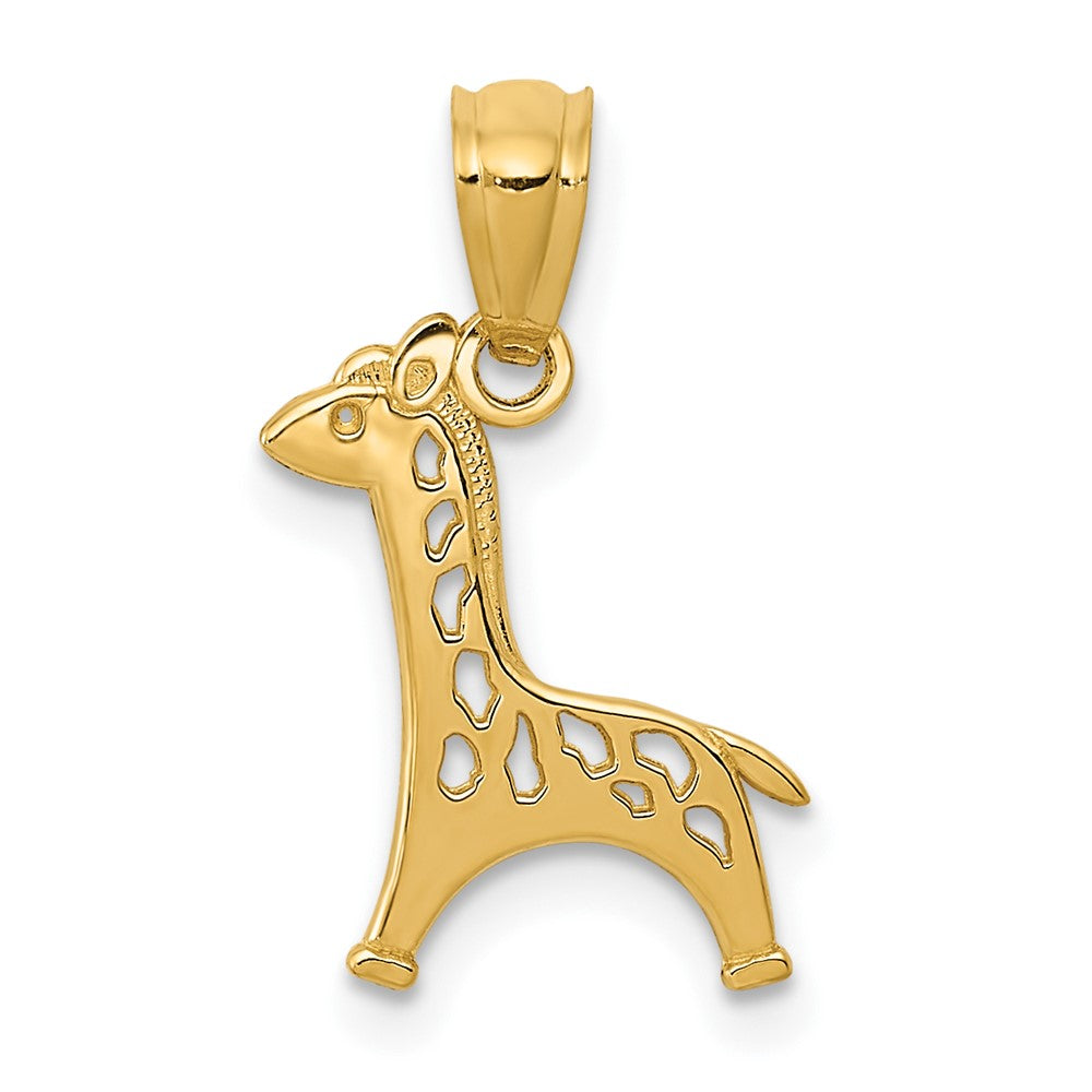 14k Gold Polished Cut-out Giraffe Pendant