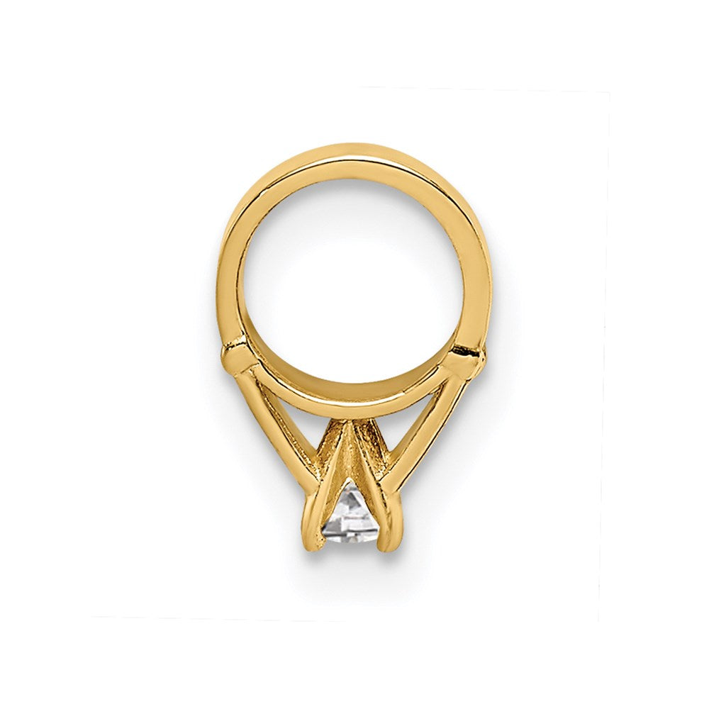 14K 3D Ring with White CZ Charm