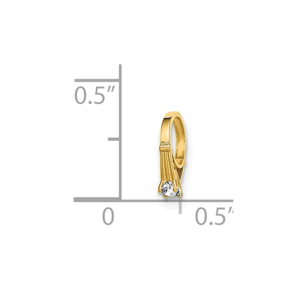 14K 3D Ring with White CZ Charm