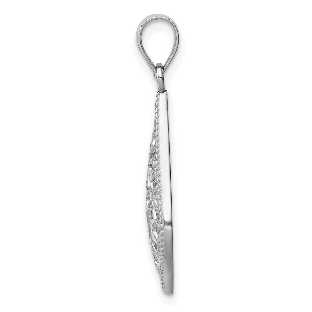 14K White Gold Diamond-cut Dangle Pendant