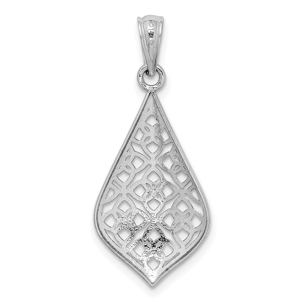 14K White Gold Diamond-cut Dangle Pendant