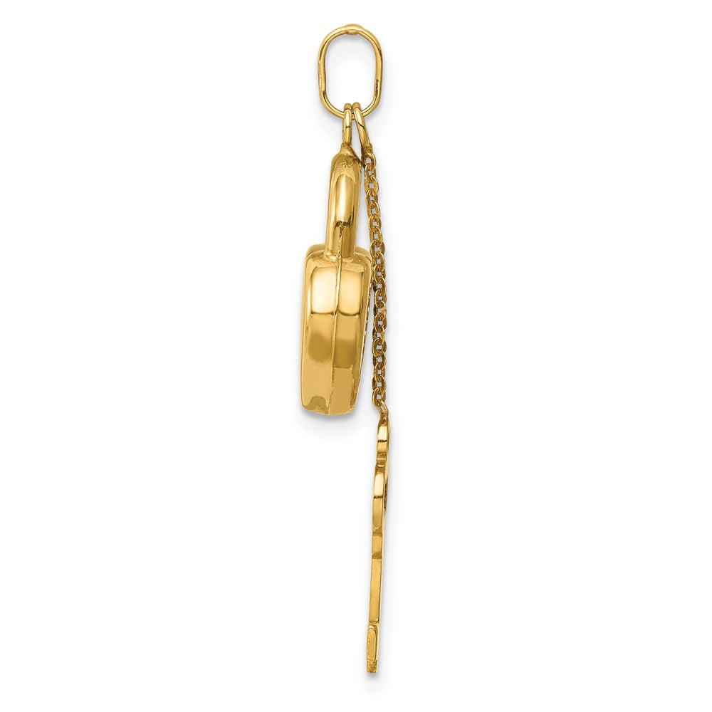 14K Polished 3D Moveable Key and Lock Charm