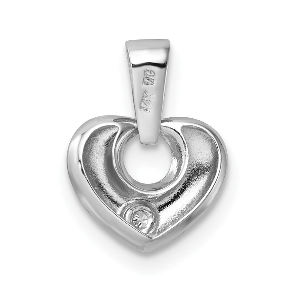 14k White Gold 3D CZ Heart Pendant