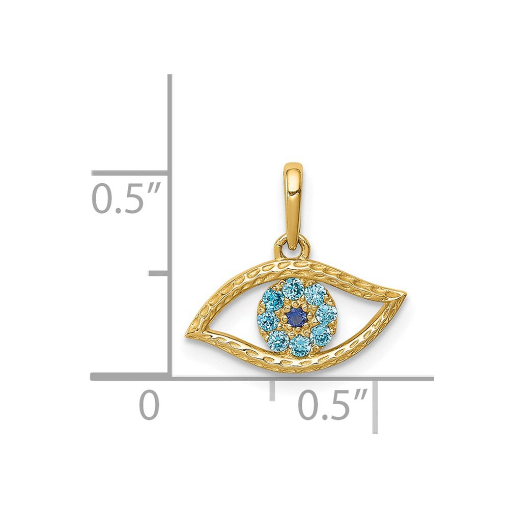 14K Blue CZ Eye Pendant