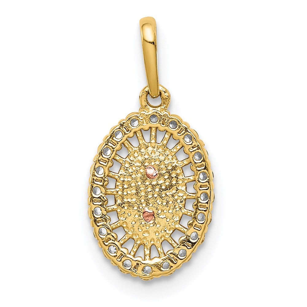 14K Two-tone Our Lady of Guadalupe CZ Pendant