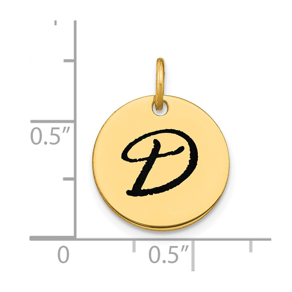14k Polished Black Enamel Letter D Initial Disk Charm