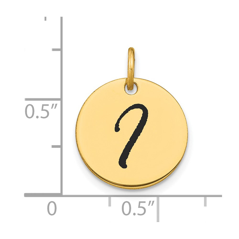 14k Polished Black Enamel Letter I Initial Disk Charm