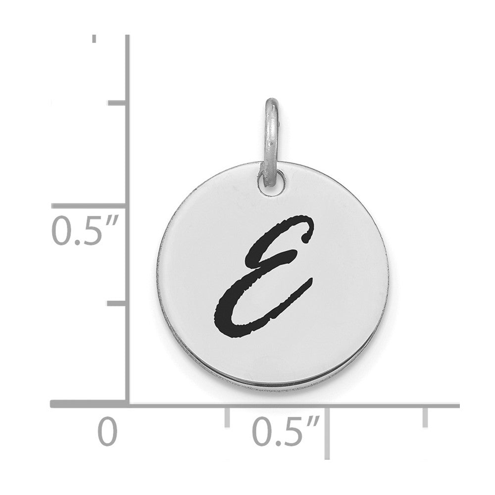 14kw Polished Black Enamel Letter E Initial Disk Charm