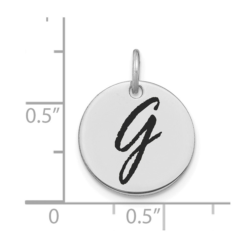14kw Polished Black Enamel Letter G Initial Disk Charm