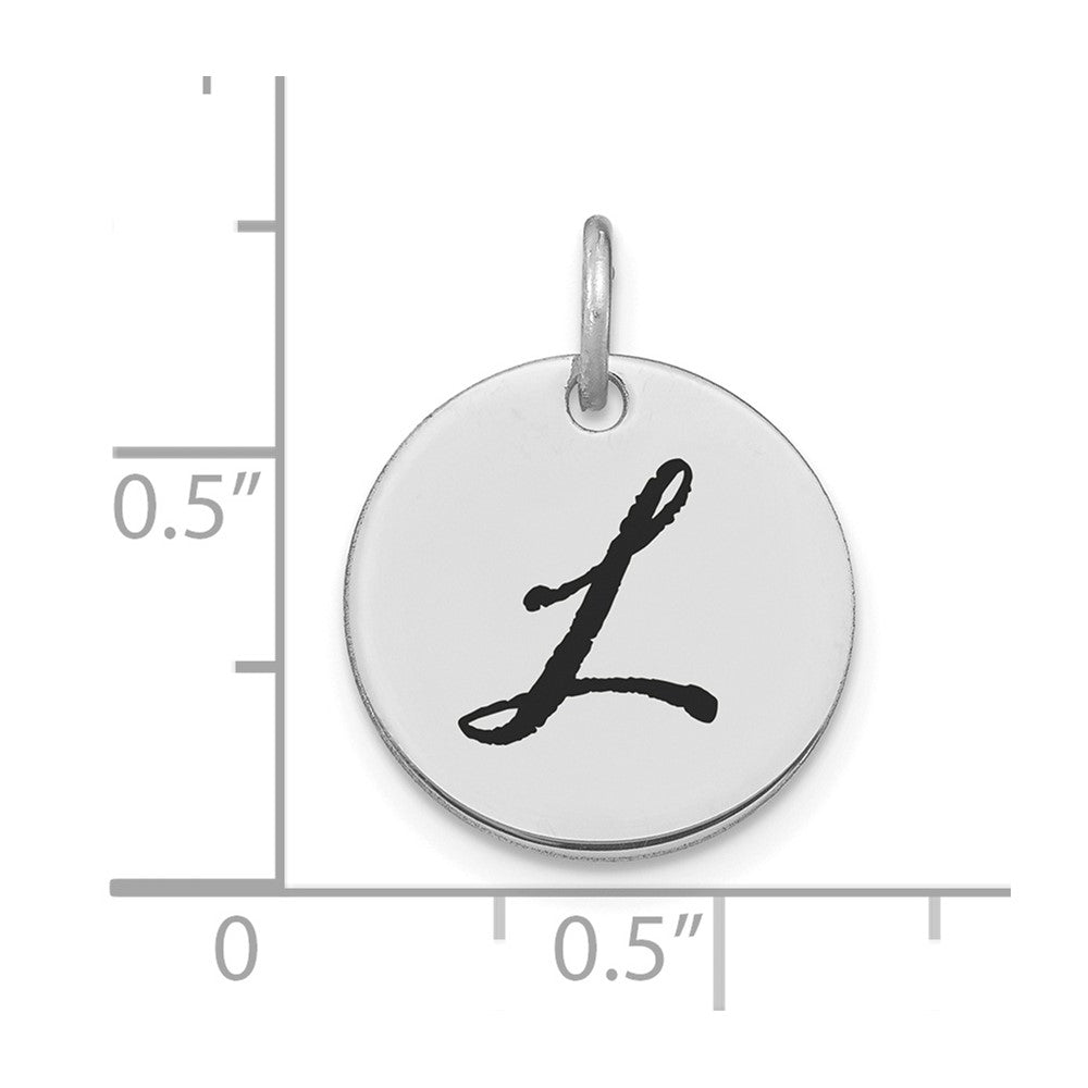 14kw Polished Black Enamel Letter L Initial Disk Charm