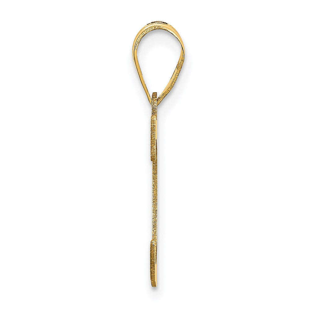 14k Polished Etched Letter C Initial Pendant