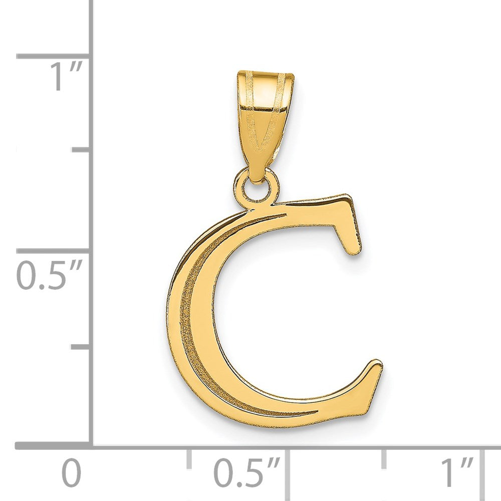14k Polished Etched Letter C Initial Pendant