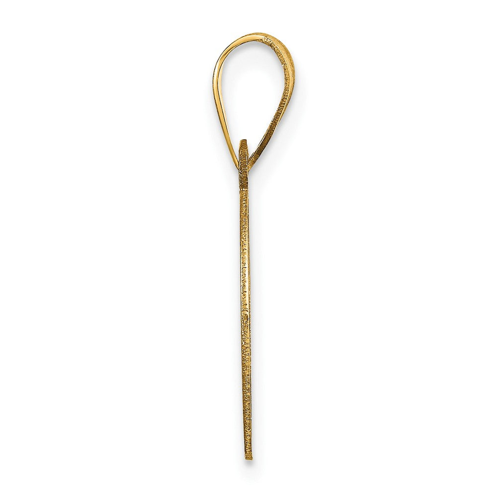 14k Polished Etched Letter D Initial Pendant