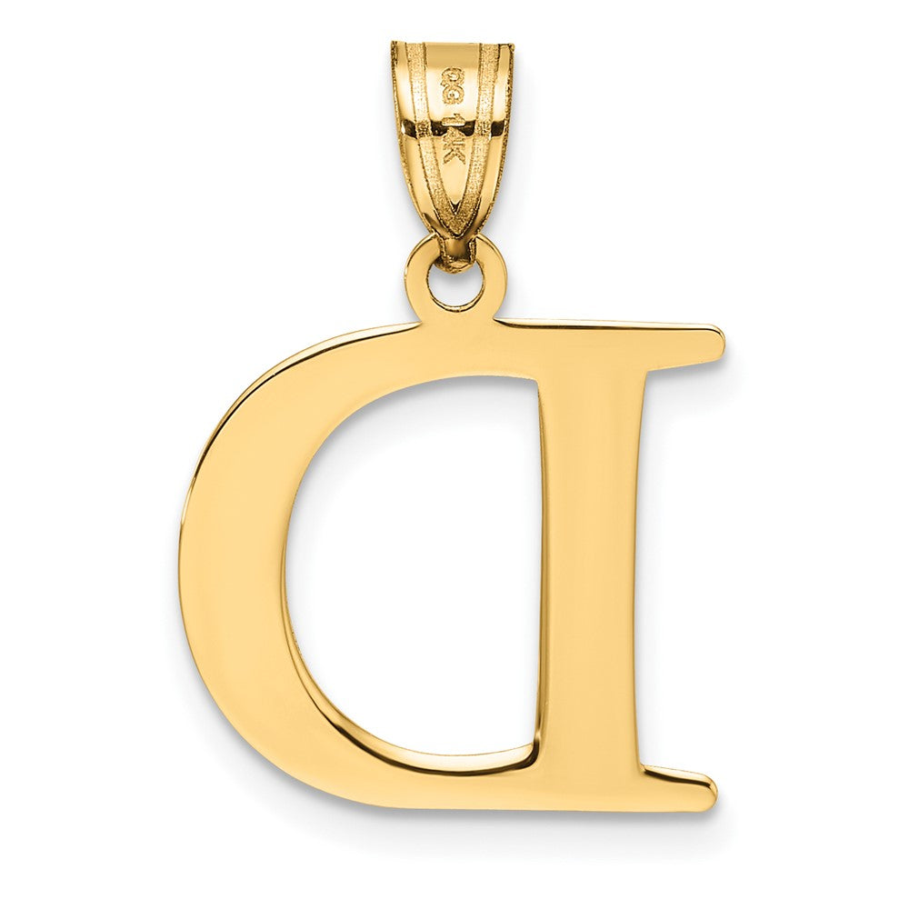 14k Polished Etched Letter D Initial Pendant