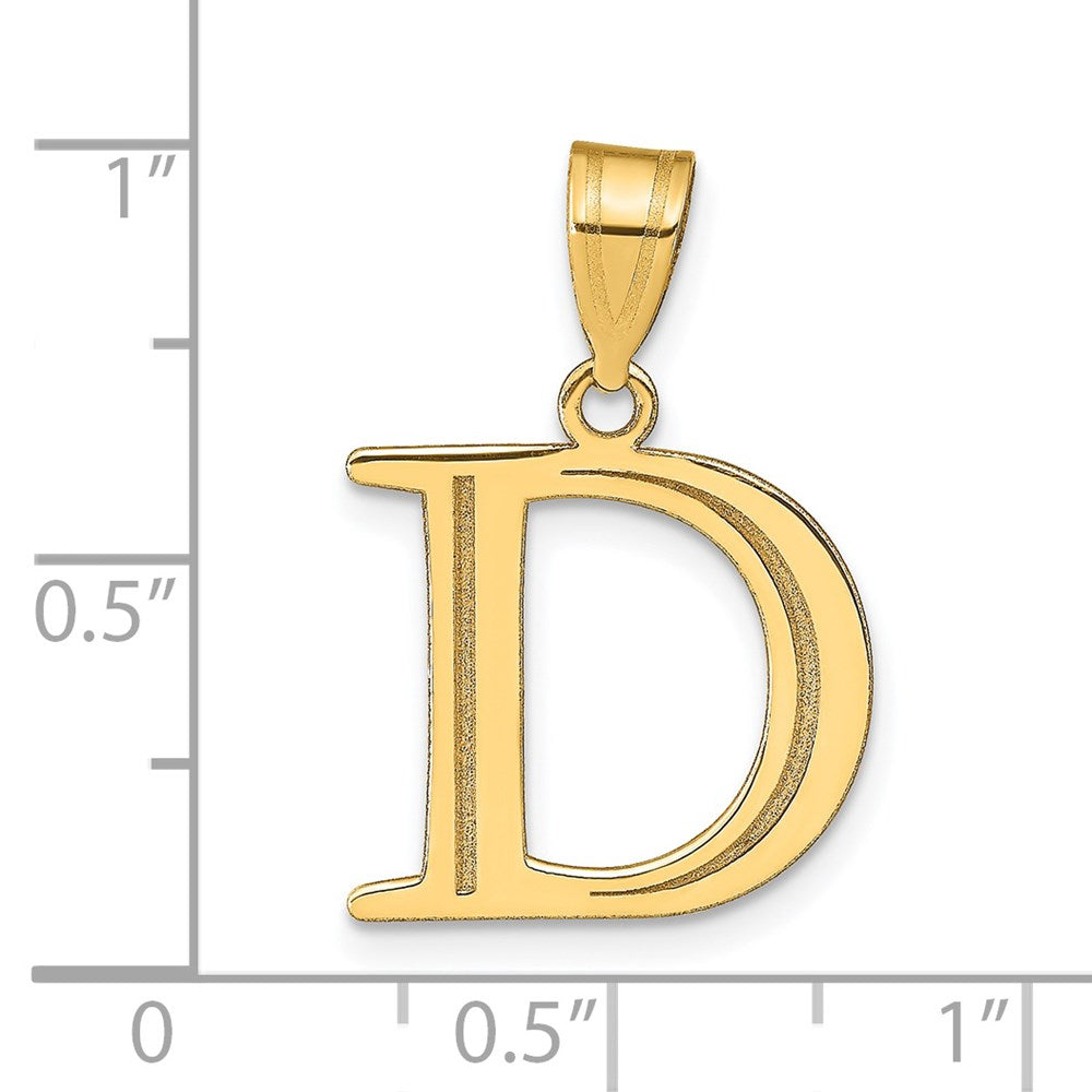 14k Polished Etched Letter D Initial Pendant