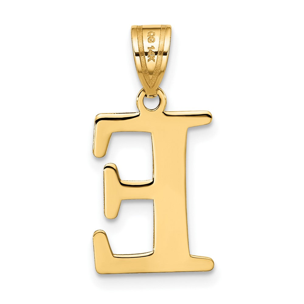 14k Polished Etched Letter E Initial Pendant