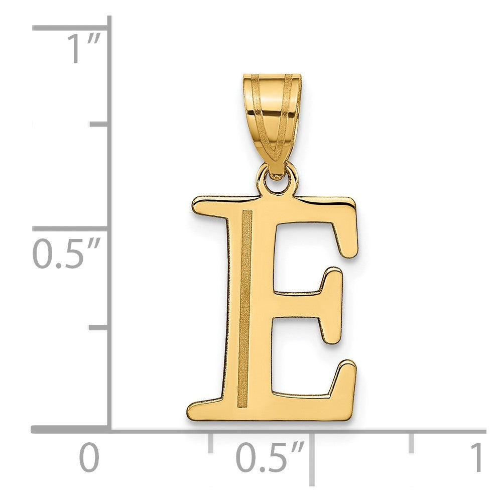 14k Polished Etched Letter E Initial Pendant