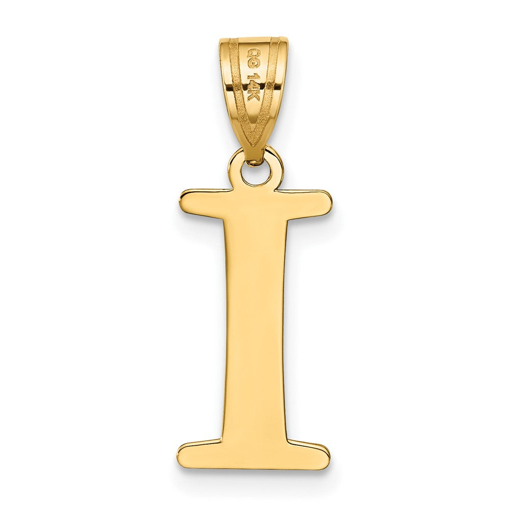 14k Polished Etched Letter I Initial Pendant