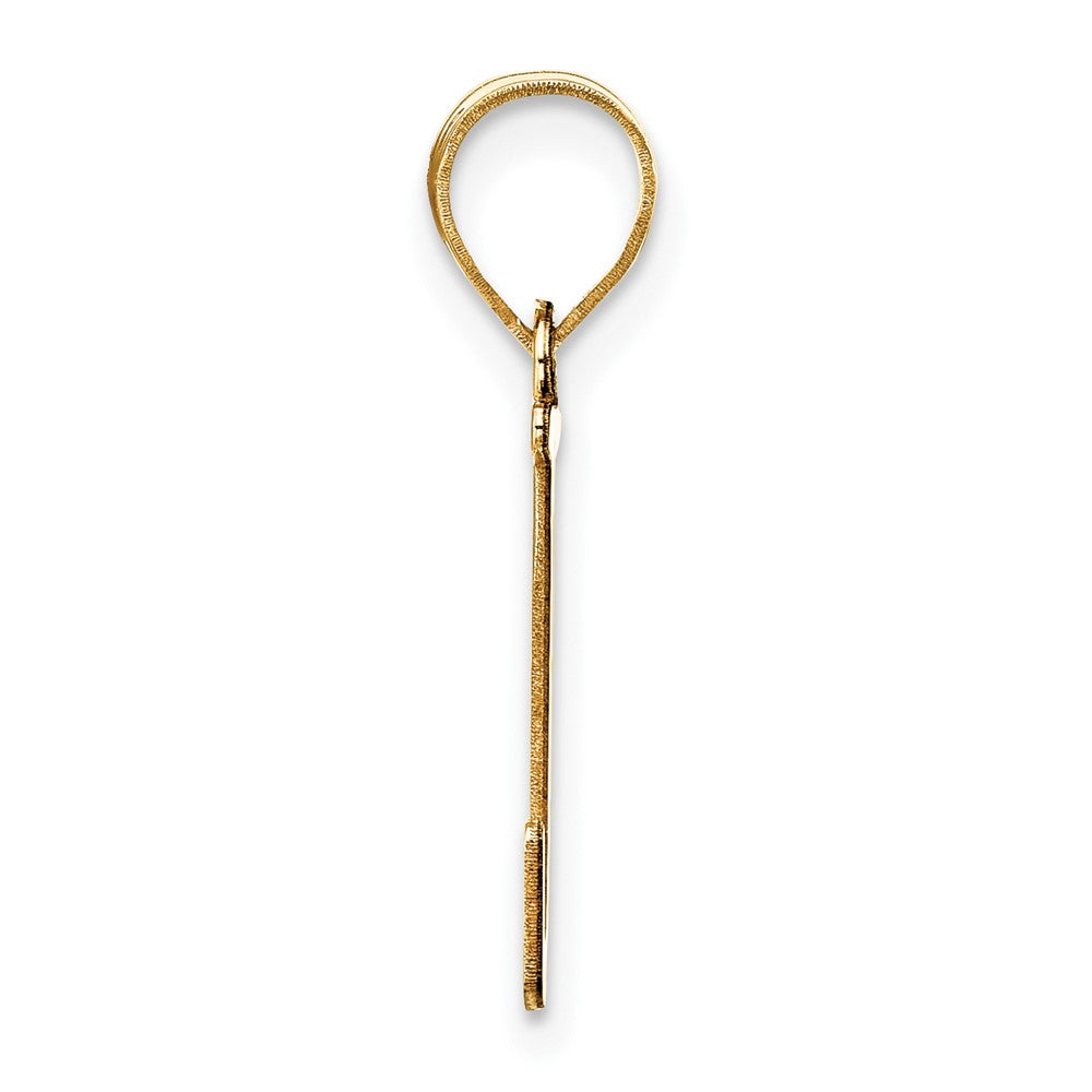 14k Polished Etched Letter J Initial Pendant