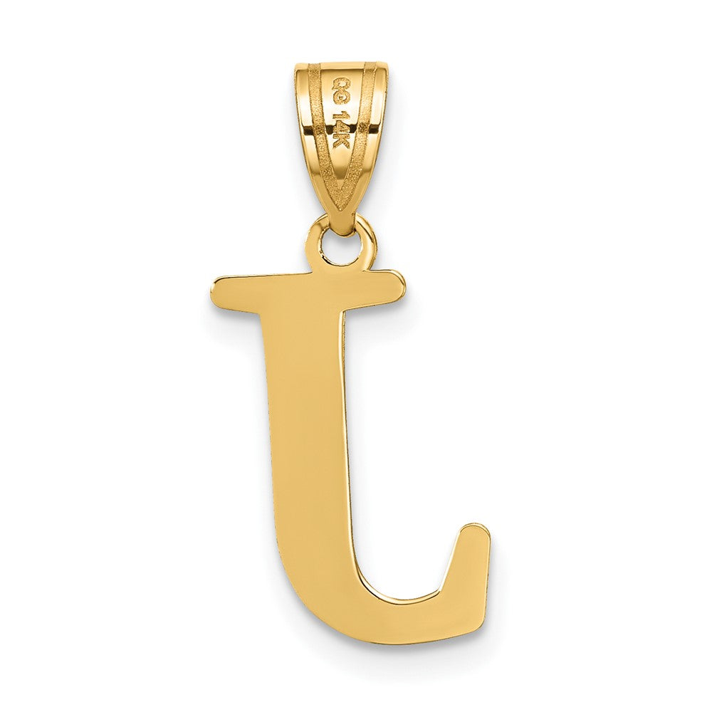 14k Polished Etched Letter J Initial Pendant