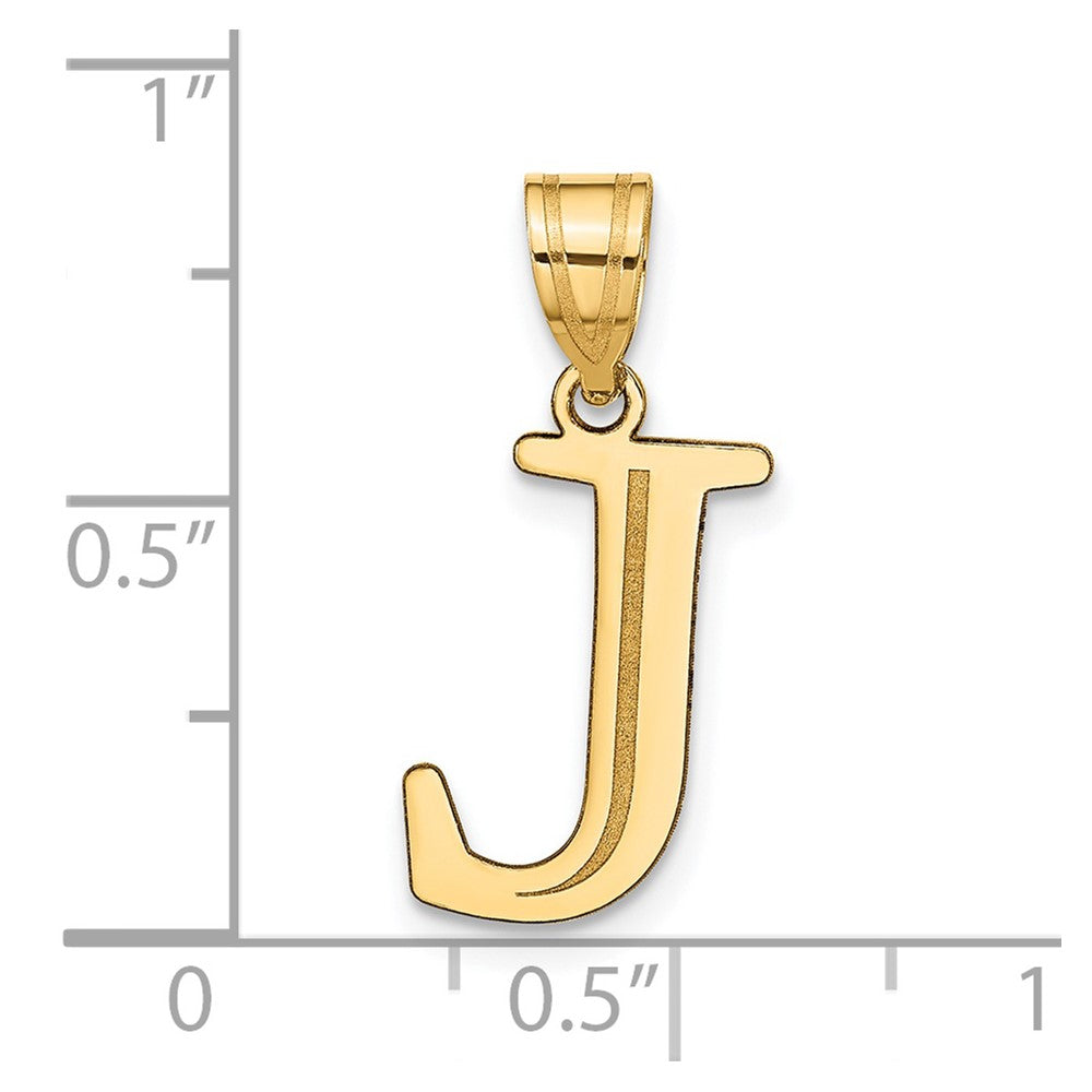 14k Polished Etched Letter J Initial Pendant