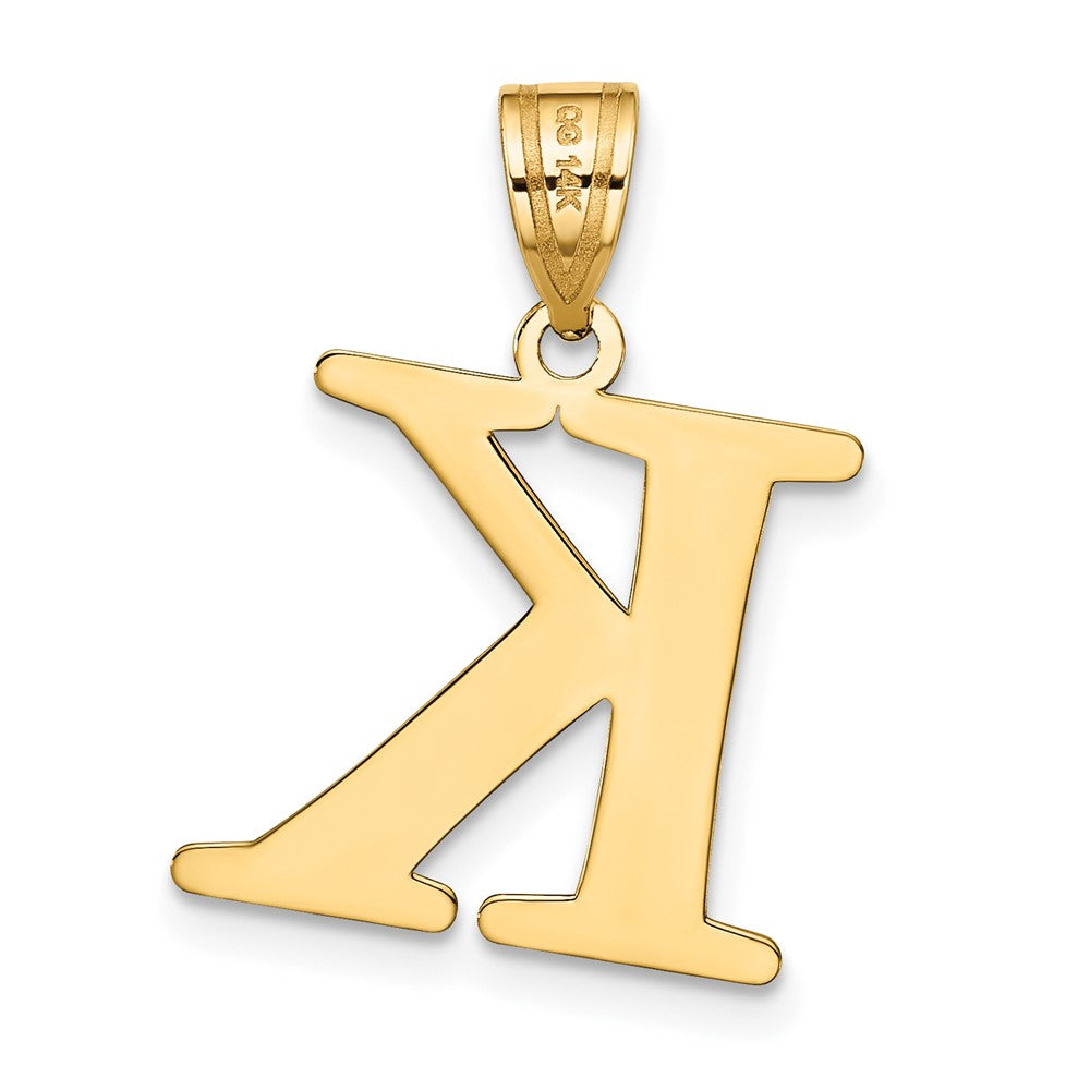 14k Polished Etched Letter K Initial Pendant