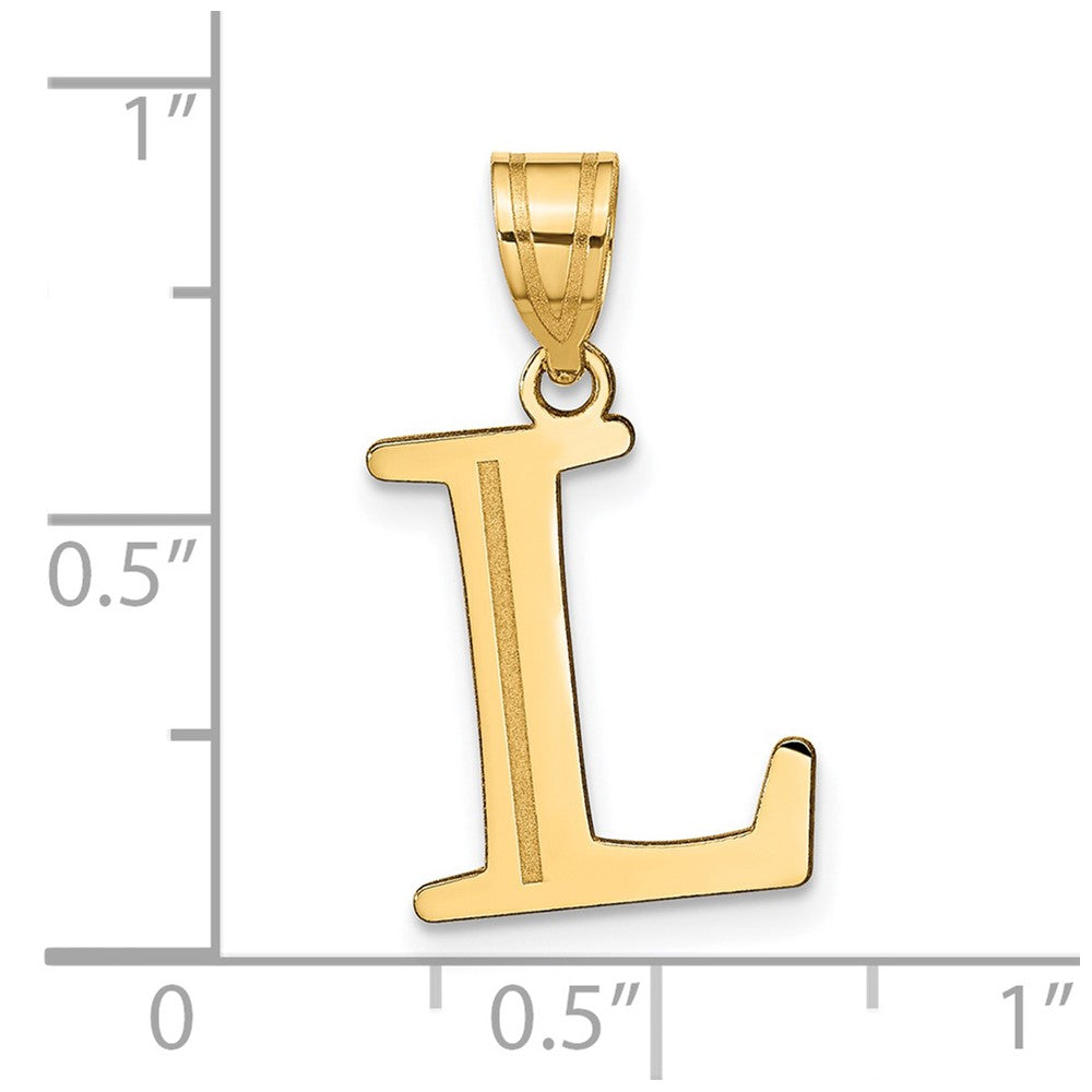 14k Polished Etched Letter L Initial Pendant