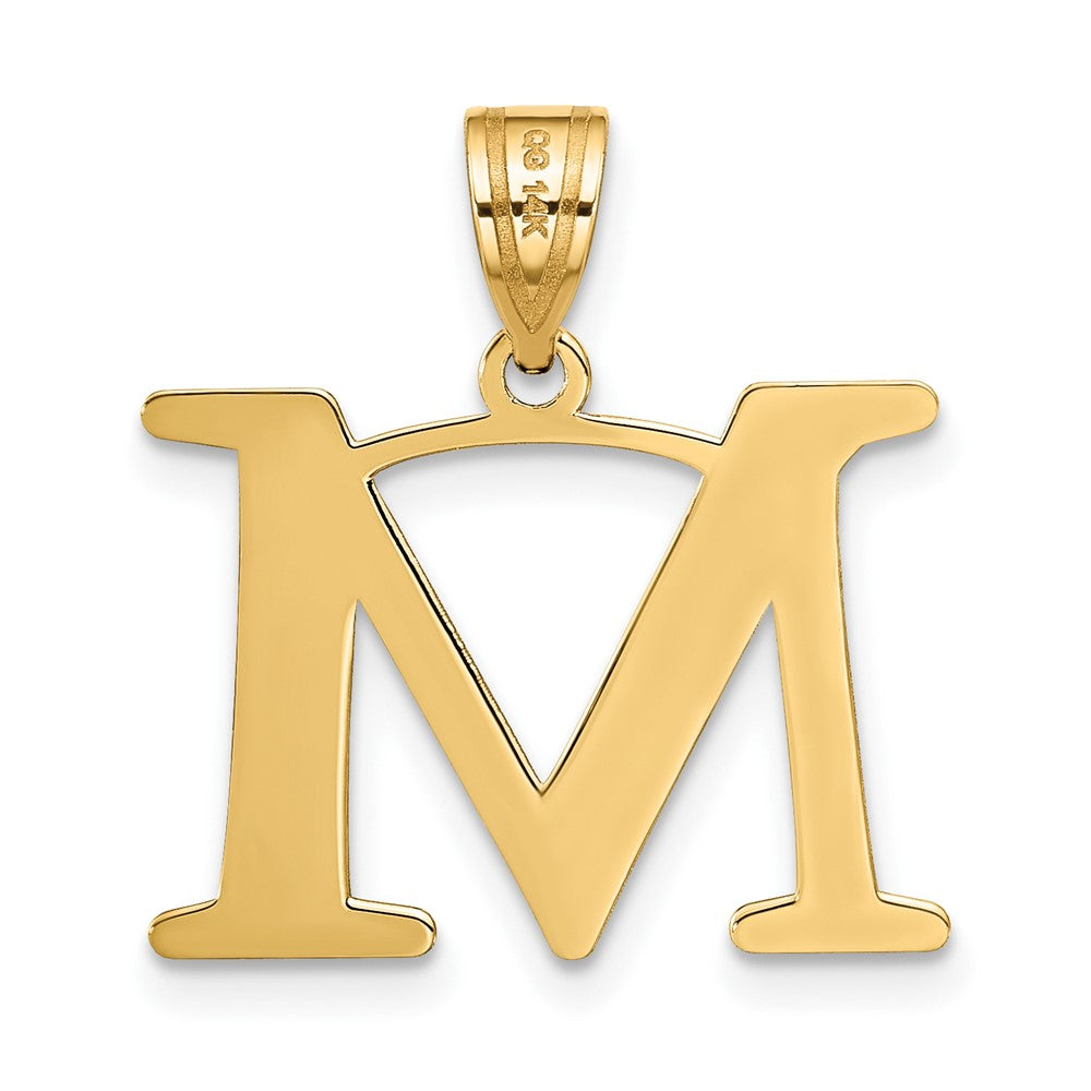 14k Polished Etched Letter M Initial Pendant