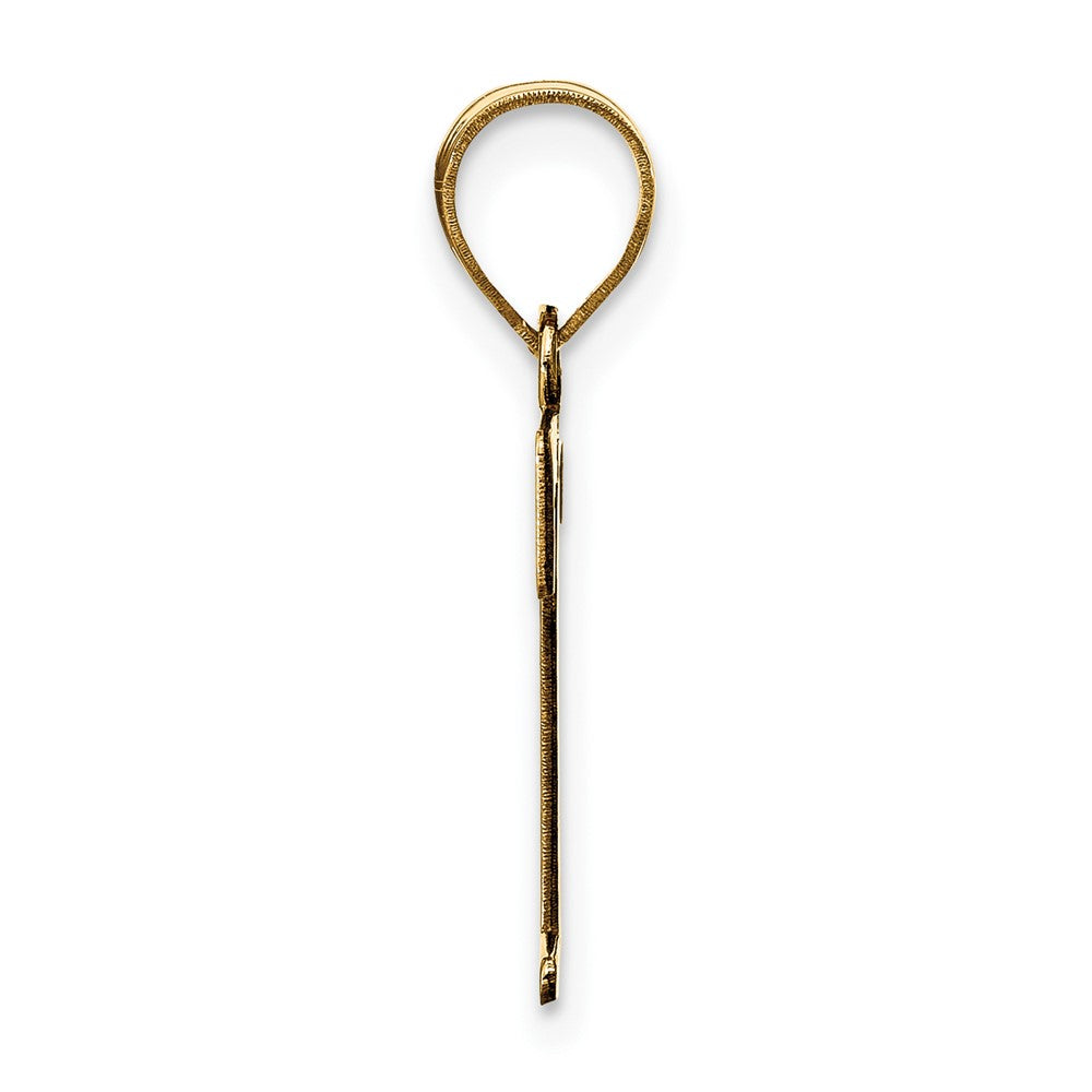 14k Polished Etched Letter T Initial Pendant