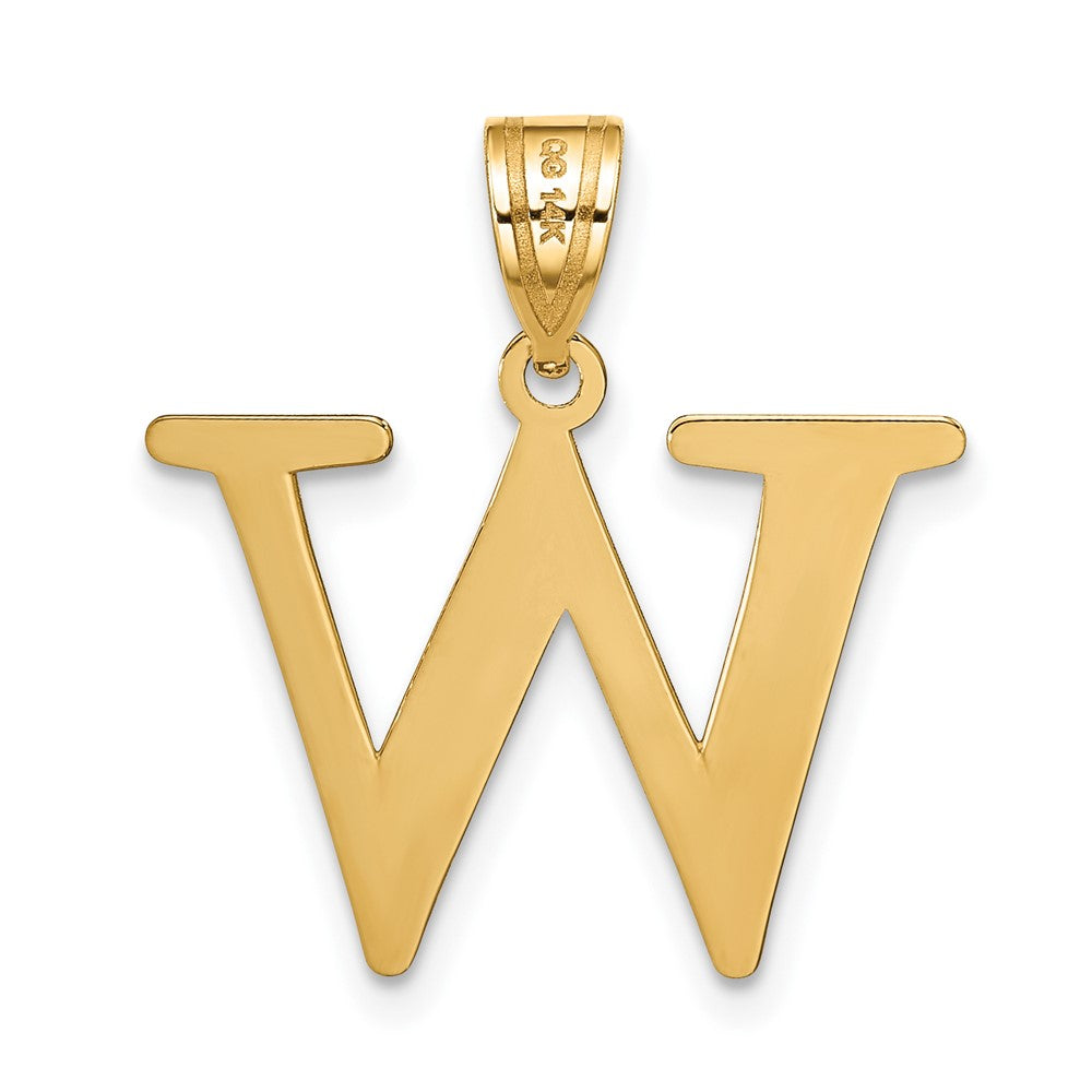 14k Polished Etched Letter W Initial Pendant