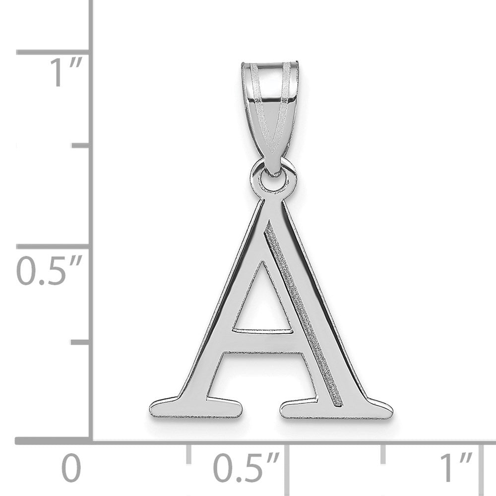 14kw Polished Etched Letter A Initial Pendant