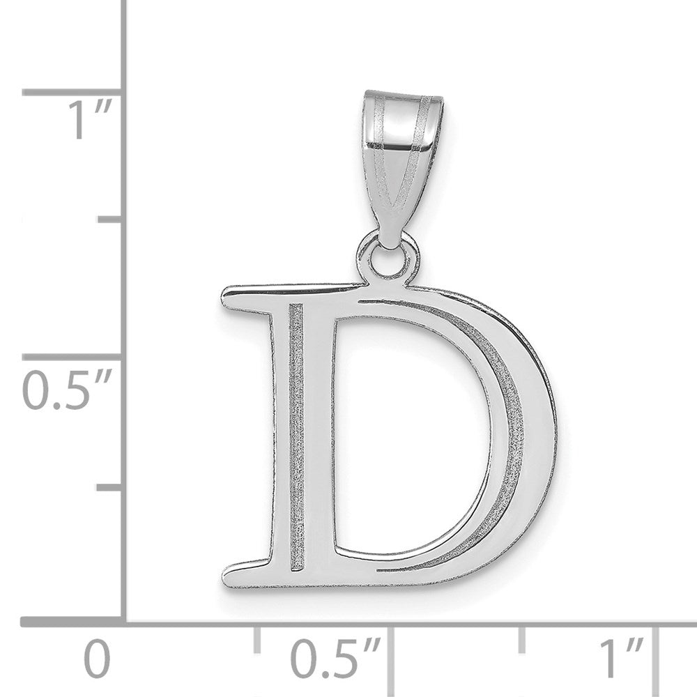 14kw Polished Etched Letter D Initial Pendant