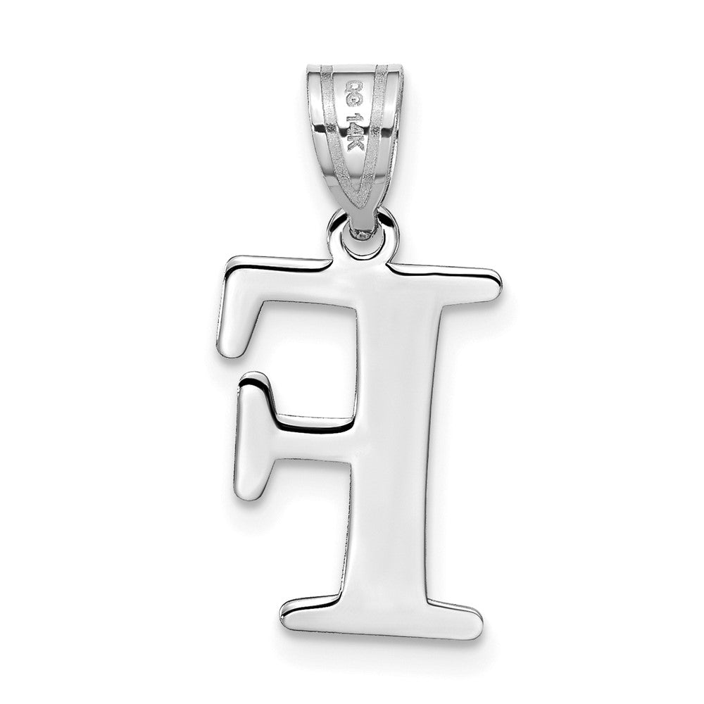 14kw Polished Etched Letter F Initial Pendant