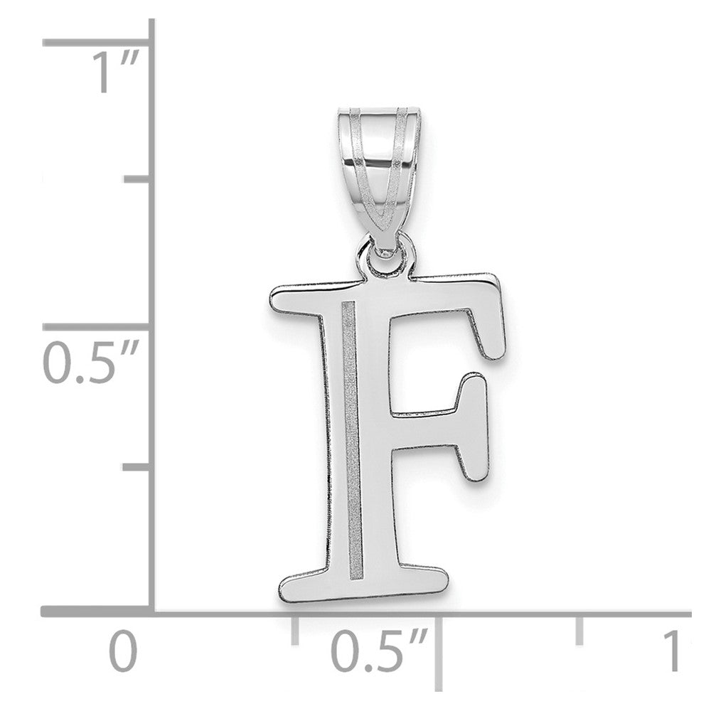 14kw Polished Etched Letter F Initial Pendant