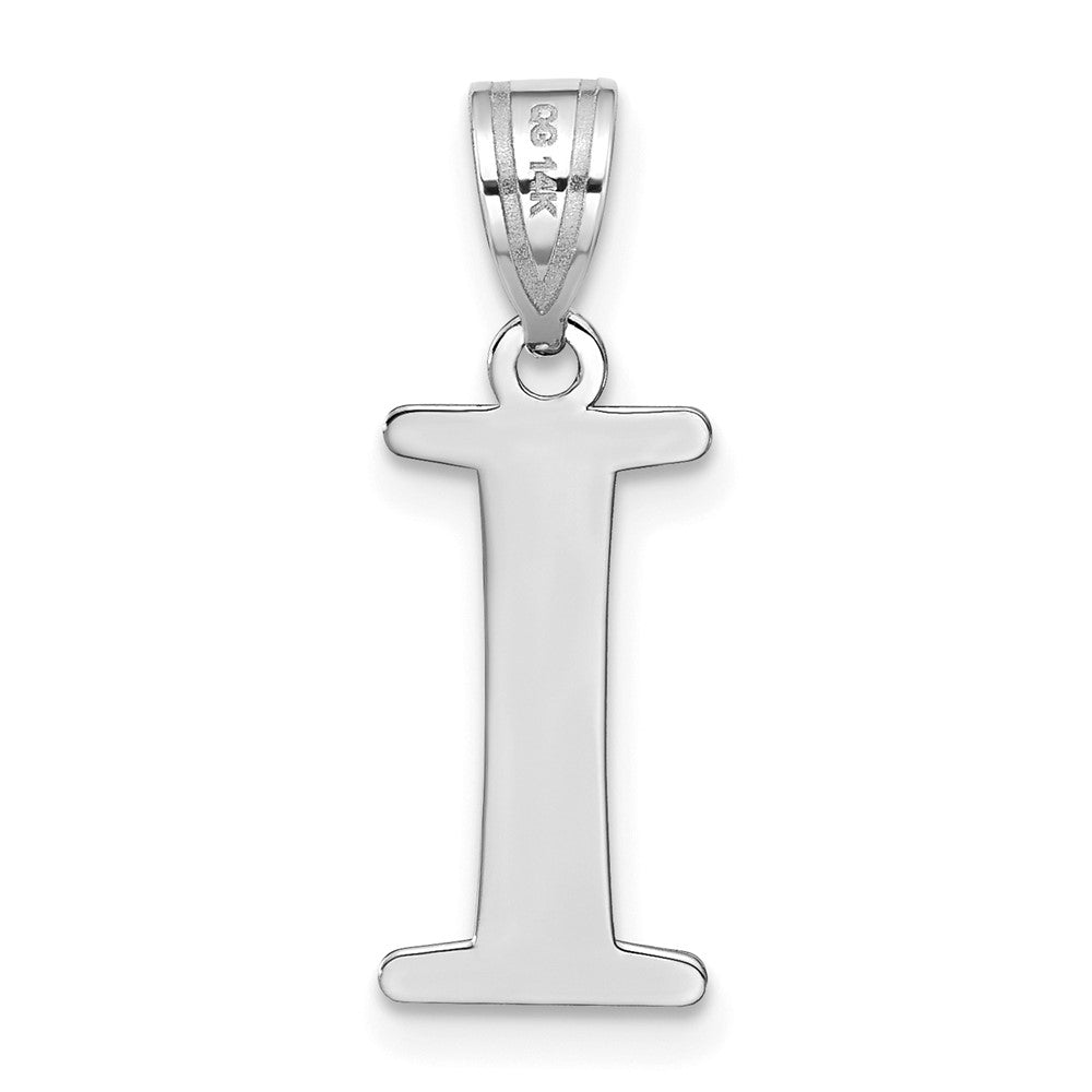 14kw Polished Etched Letter I Initial Pendant