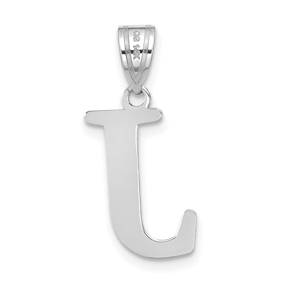 14kw Polished Etched Letter J Initial Pendant