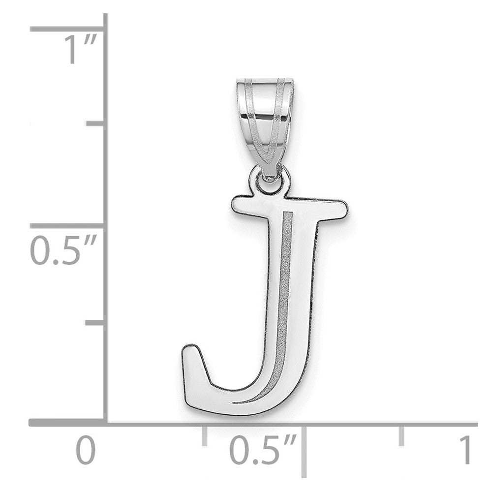 14kw Polished Etched Letter J Initial Pendant