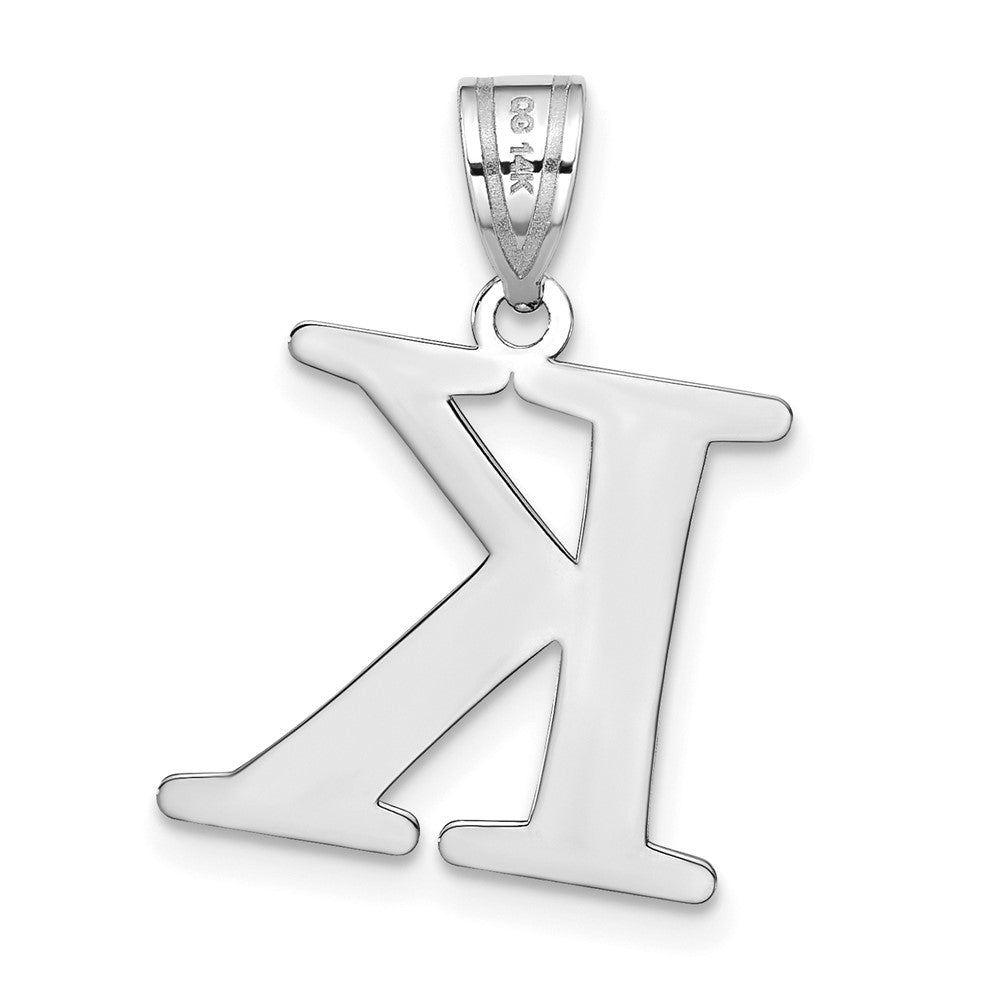 14kw Polished Etched Letter K Initial Pendant