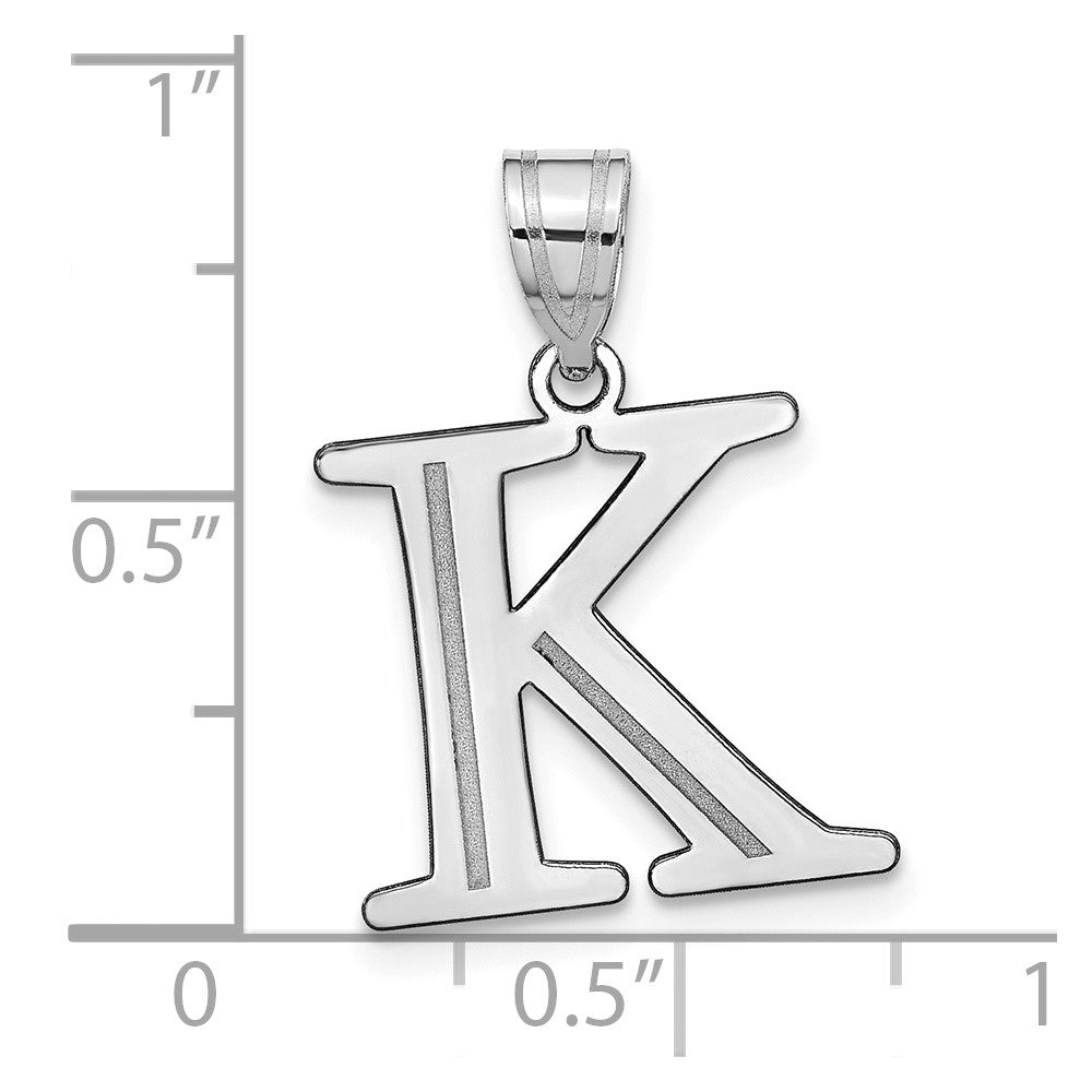 14kw Polished Etched Letter K Initial Pendant